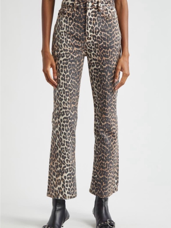 Mango Denim - Mango Black and Cream Leopard-Print Jeans